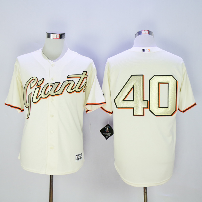 Men San Francisco Giants #40 Bumgarner Cream MLB Jerseys